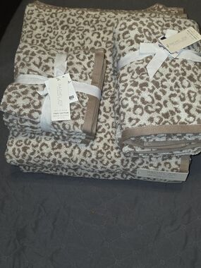 Rachel Zoe Taupe and Cream Leopard Cotton Towel Set